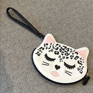 Love Betsey Leopard Cat Face Wristlet - Black and White